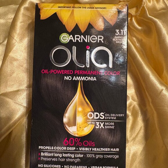 5 Boxes Garnier Olia #3.11 DARKEST PLATINUM BROWN Hair Color Oil Vegan NEW - Picture 1 of 2